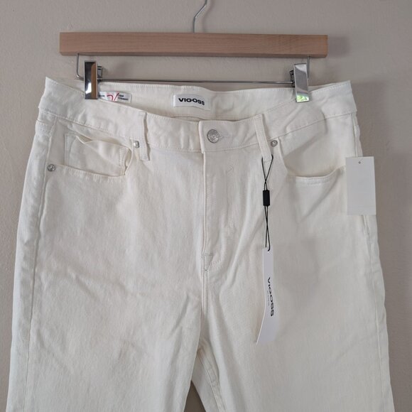 NWT Vigoss Stevie Crop Straight Jeans White Raw Hem Women's Ankle Stretch Sz 31 - Picture 5 of 13